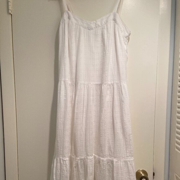 White beachy boho cotton blend dress - Picture 1 of 4